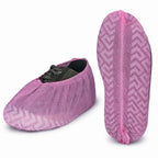Premium Disposable Boot & Shoe Covers Booties, Durable, Non-Slip, Non-Toxic, Recyclable Protectors, Fits Most Shoes - Pink - Pack of 100 (50 Pairs) - style: Pink Bag of 100