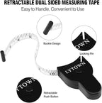 Automatic Telescopic Tape Measure, Body Measure Tape 60 inch (150cm), Self-Tightening Retractable Measuring Tape for Body Accurate Way to Track Weight Loss Muscle Gain by One Hand, 4 Piece - color: Black+Black
