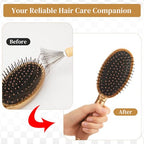 Boao 2 Pack Hair Brush Cleaner,Gray, Wood Color,Polished Wooden Handle Rake - color: Gray, Wood Color, style: Polished Wooden Handle Rake