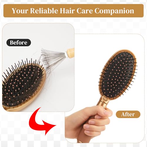 Boao 2 Pack Hair Brush Cleaner,Gray, Wood Color,Polished Wooden Handle Rake - color: Gray, Wood Color, style: Polished Wooden Handle Rake