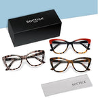 3 Pack Oversized Reading Glasses for Women with Spring Hinge - color: 3 Pack Mix C4*