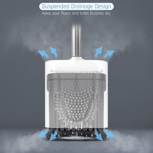 Sellemer Silicone Toilet Brush, Ventilation Slots Base Holder 2 Pack, White - color: White-2pcs