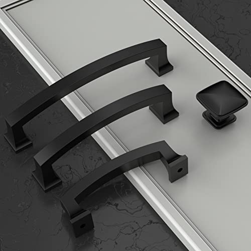 Amerdeco 10 Pack Matte Black Cabinet Pulls 5" - color: Matte Black, size: 5" hole center