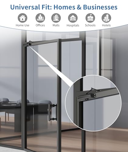 Automatic Door Closer for Home or Commercial, Heavy Duty Door Slower Closer No Slam, Hydraulic Door Soft Closer with Hold Open, Self Closing Mechanism for Ensure Smooth and Secure,Small - size: Small, style: JetBlack