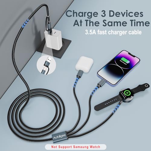 Travel Essentials for Apple Watch Charger,3 in 2 Multi Charging Cable ﻿ - color: Black, size: 1pack-5ft