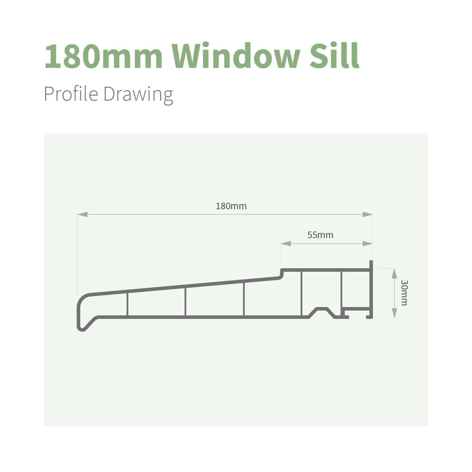 180mm Profile 22 Window Sill (with End Caps)