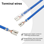 MECCANIXITY 30Pcs 3.8mm Female Spade Crimp Terminal with 20cm Wires - color: Blue, size: 3.8mm, 20cm L