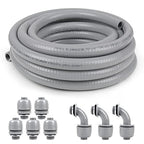 1 inch 50ft Liquid-Tight Conduit and Connector Kit,Flexible Non Metallic Liquid Tight Electrical Conduit Kit with 5 Straight and 3 90-Degree Connector Fittings,1in. Dia - size: 1inch 50ft