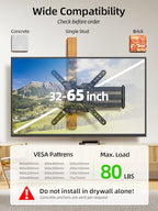 USX MOUNT Long Arm TV Wall Mount for Most 32-65 Inch TVs, 29 Inch Long Extension TV Mount Swivel and Tilt, Full Motion Corner Wall Mount Tv Bracket Fit Max VESA 400 x 400mm, Up to 80 lbs - size: 32-65 Inch
