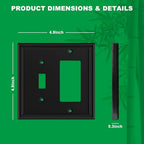2 Pack Matte Black Decorative Combination Light Switch Covers Plate - size: 1 Toggle/1 Decorator 2 Pack