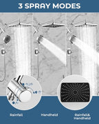 Shower Head with Handheld,High Pressure Chrome Rain Shower Head - color: B-Chrome, style: Rectangular 12"
