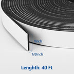 Kikerike Self Adhesive Foam Tape Weatherstrip 1In x 1/8In x 40Ft High Density Foam Insulation Strips Seal Weather Stripping with Strong Adhesive for Door and Window Sound Isolation Soundproofing - size: 1in x 1/8in x 40Ft