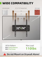 USX MOUNT TV Wall Mount for 32-74 inch Flat Screen/LED/4K up to 110lbs, Full Motion TV Mount Bracket with Swivel & Tilt Articulating Dual Arms, Max VESA 400x400mm, Fits 12/16" Wood Studs (Pack of 2) - size: 32-74inch (Pack of 2)