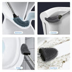 Sellemer Silicone Toilet Brush, Ventilation Slots Base Holder 3 Pack, Black - color: Black-3pcs