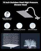 Hibbent All Metal High Pressure Rainfall 10'' Shower Head with Handheld - color: White, style: Square 10''