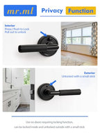 Knurled Door Lever Black Privacy Door Handle, 1 Pack - color: Black