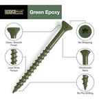 Deck Plus Wood Screws, #10 x 2-1/2in, 5lb Box, 365 Pieces, Green - color: Green, size: #10 x 2-1/2", style: 365 pcs