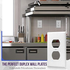 ENERLITES 10 Pack Outlet Covers Wall Plate for Duplex Receptacle, White - color: White, size: Standard Size