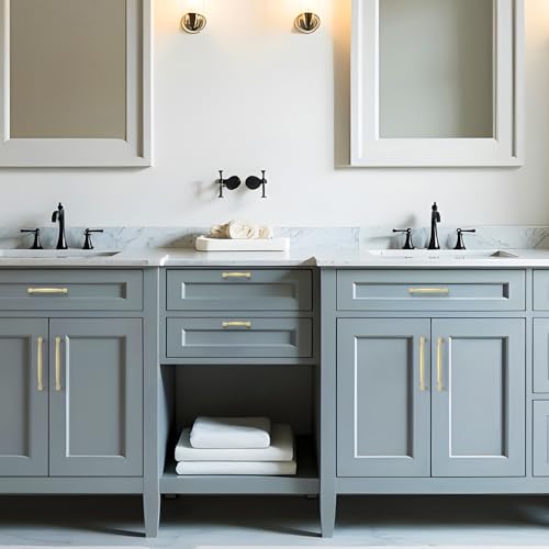 HOME EDIT Brushed Gold Cabinet Handles 5 Inch Pulls 10 Pack - color: Brushed Gold, size: 5 inches Hole Center