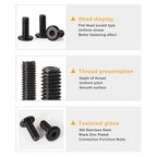 M8 x 70mm 8Pcs Flat Head Hex Socket Cap Screws, 304 Stainless Steel 18-8, Black Zinc Plated, Connection Furniture Bolts, Full Thread - size: M8 x 70mm(10PCS)