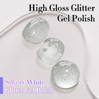 Double Rhythm 0.5Oz Glitter Gel Polish Shimmer Reflective Color for Nail Art Salon DIY Soak Off 15ml Nail Lamp Gel Polish at Home (Fairy Sparkle Silver-B1170) - color: Blossom Sparkle Silver