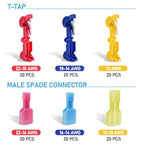 TICONN T Tap Wire Connectors, T Wire Quick Splice Connector, T Connectors for Wiring with Storage Case (120 Pcs) - style: 120 Pcs