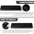 EACELIY Magnetic Socket Organizer Set,Metric Socket Holder Kit, Socket Trays，holds 75 Deep and Shallow 3/8" Sockets(sockets not included) 丨3Pcs 1/2", 1/4" and 3/8" （Black） - size: 3PCS Metric 1/2&3/8&1/4