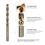 3/8 Inch HSS Twist Drill Bits 5Pcs, HPHOPE 3/8" Jobber Drill Bits Set, Straight Round Shank, Suitable for Drilling in Hard Metal, Stainless Steel, Cast Iron - size: 3/8 Inch, 5Pcs