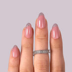 CurvLife Medium Almond Glitter Press On Nails, Glitter Grace Nude - color: D4 - Glitter Grace