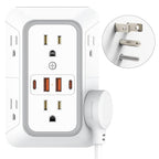 Outlet Extender 6 AC Surge Protection 1050J,Wall Charger 2 USB A&2 USB C - size: 1 pack