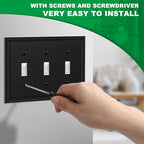Matte Black Decorative Triple Toggle Light Switch Covers Wall Plate - size: 3 Toggle 1 Pack