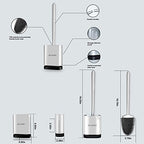 Sellemer Silicone Toilet Brush, Ventilation Slots Base Holder 2 Pack Silver - color: Silver-2pcs
