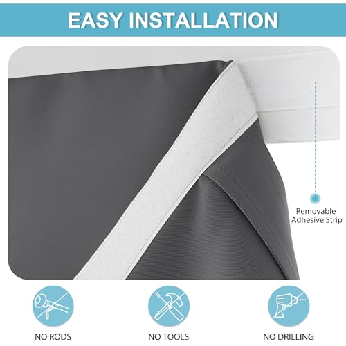 RYB HOME Front Door Window Covering Tie Up Small Sidelight Curtain Blackout - color: Grey, size: 12"W x 40"L (Pack of 1)