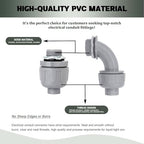 1/2 Inch Liquid Tight Connector - 15 Pack PVC Electrical Conduit Fittings 90 Degree Flexible Connectors for Home, Kitchen, and Bathroom Conduit Connector - size: Angle 1/2"