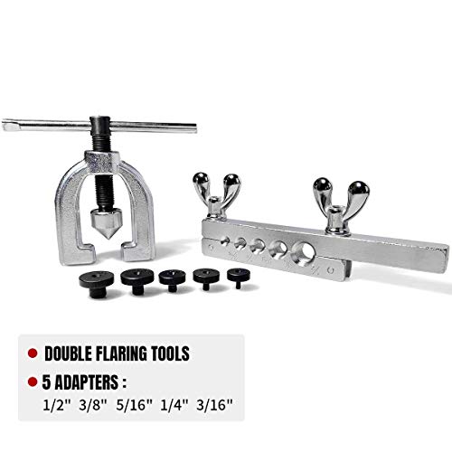 Thorstone 45 Degree Double Flaring Tool for Brake line & Copper Tubing, Red - size: 5 Sizes (3/16"-1/2")