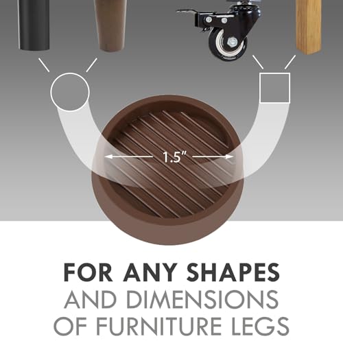 1.5X1.5 Round Rubber Caster Cups, Non Slip Furniture Pads - 8 Pack - color: Brown, size: 1.5” 8pcs
