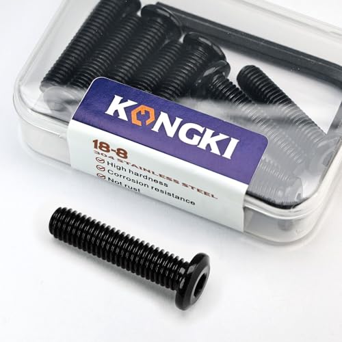 M6 x 35mm Flat Head Hex Socket Cap Screws Furniture Bolts, Stainless Steel 18-8 (304), Black Oxide, Countersunk Connector Screw, Full Thread, 20 PCS (with Hex Spanner) - size: M6 x 35mm