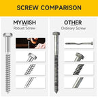 (4Sets) 1/2" x 6" Hex Head Lag Bolts, Heavy Duty Lag Screws with Washers, 304 Stainless Steel Bolts 18-8, Lag Screws Wood Screws, Partial Thread Bright Finish, 1/2 Bolt by Mywish - size: 1/2 x 6" (4 set)