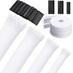 Tatuo 65.6 ft Braided Cable Sleeve Expandable Wire Sheathing(White) - color: White, size: 65.6 ft