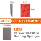 28 Pcs 800-1000 Grit Sanding Sponge Soft Foam Hand Sanding Blocks - style: 800-1000 Grit 28PCS