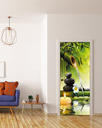 FLFK Door Mural Sticker - Zen,Peel and Stick,Combined Size 30.3"x78.7",Split into 2 Pieces - color: Mt1155, size: 30.3"x78.7"