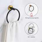5 Pieces Bathroom Hardware Set Black Gold, Towel Rack Including 2pcs 16 inch Tower Bar, Towel Ring and 2 PCS Towel Hooks - color: Black Gold-5pcs-16inch
