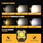 Rechargeable Magnetic Work Light for Repair Mechanic, 6000mAh 2Pack - color: Yellow