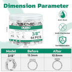 OURU 64PCS 3/8 Pex Crimp Rings, 304 Stainless Steel Pex Fittings - size: 3/8" × 64PCS