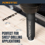 POWERTEC Shelf Pin Jig with 1/4" Self Pin Bit, Self Centering Drill Bit for 3/8' Holes, Woodworking Tool for Installing Shelf Pegs & Making Shelves & Cabinets (71653) - size: Jig with 1/4" Self Pin Bit