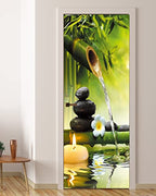 FLFK Door Mural Sticker - Zen,Peel and Stick,Combined Size 30.3"x78.7",Split into 2 Pieces - color: Mt1155, size: 30.3"x78.7"