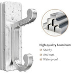 Silver Self Adhesive Hooks - 6 Pack Stick on Hanger. - color: Silver, size: 6 Pack