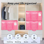 8 Pack Extra Large Clothes Storage Bins with Lids, Moving Bags, Pink - color: Pink, size: 8 Pack