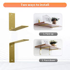 Gold Heavy Duty Shelf Brackets 6 Inch, Rustic Gold Iron L Shelf Bracket, Industrial Modern Metal Floating Shelf with Hardware for DIY Open Shelving, 4 Pack - color: Gold, size: 6 Inch