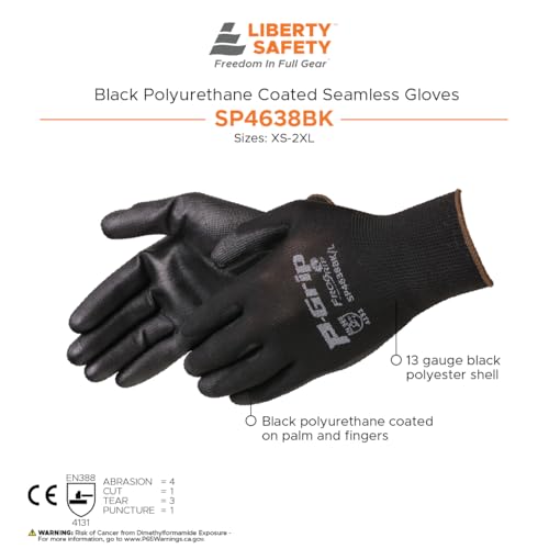 Liberty P-Grip Ultra-Thin Polyurethane Palm Coated Seamless Glove - size: 2X-Large (Pack of 12)